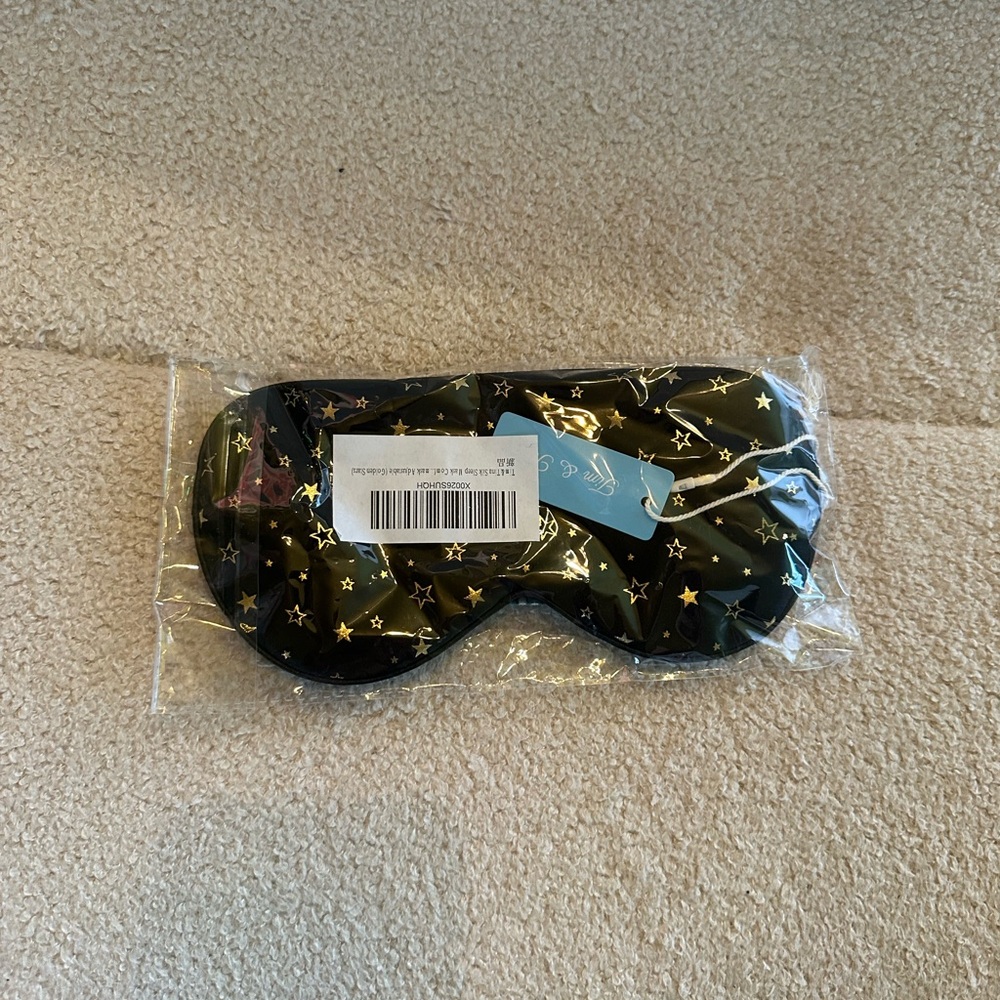 Tim and Tina Black Sleep Mask with Gold Stars